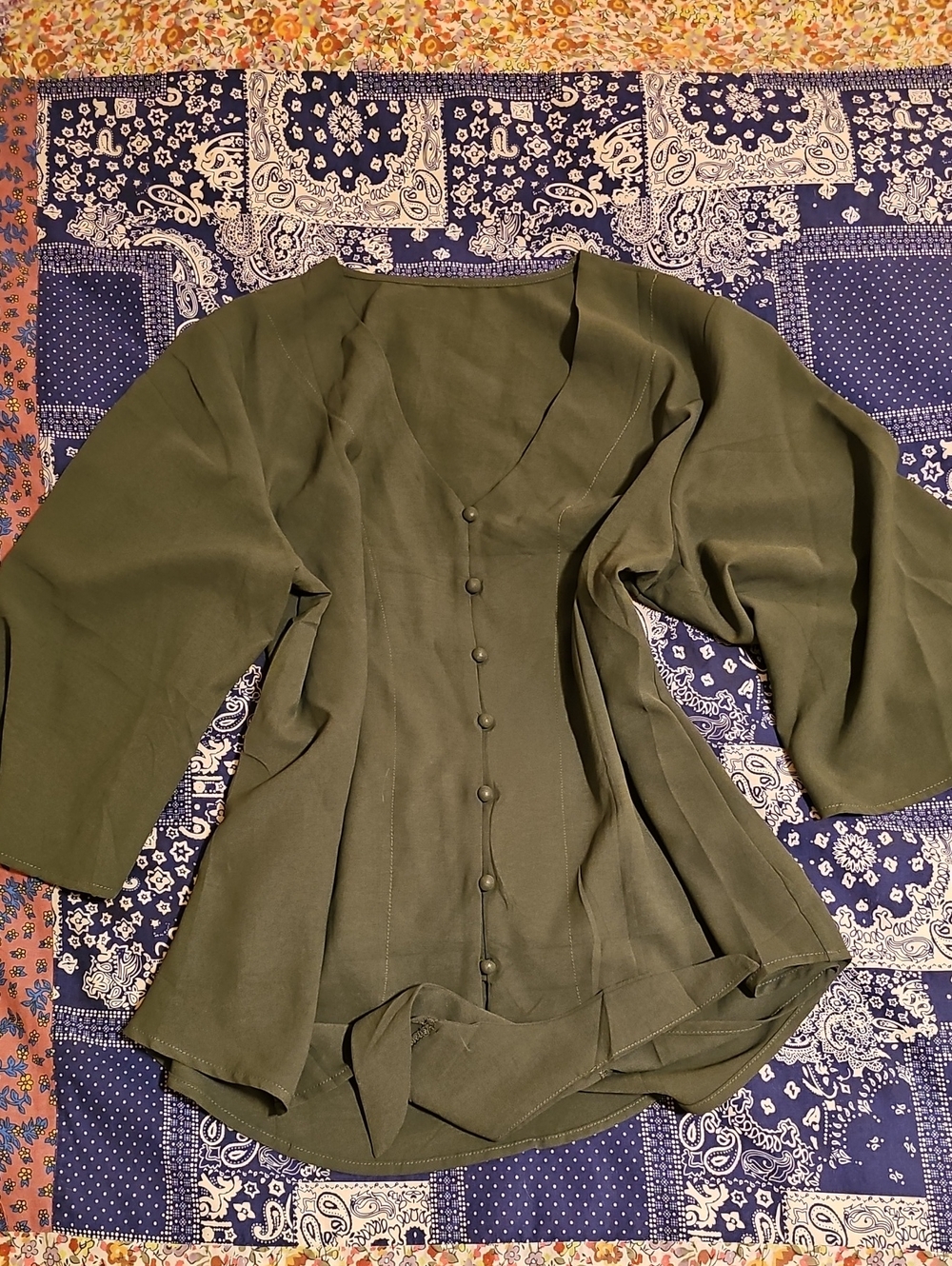 Olive Green Women's Button-Front Peplum Shirt